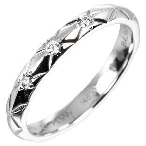 CHANEL Matelasse Small Ring Pt950Platinum/3P Diamond #3.7(US Size) 2.8g Women